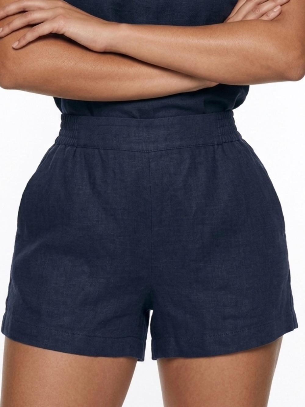 LC Lauren Conrad Dark Navy High-Rise Elastic Waist Shorts